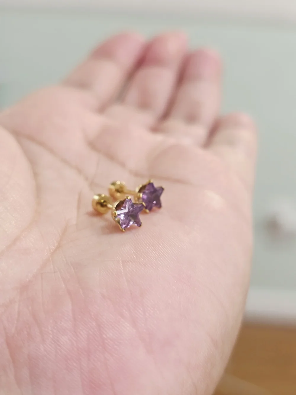 18K Gold Plated Feb Birthstone Baby Earring
